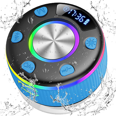 #ad Bluetooth Shower Speaker Wireless 5.3 with Time Display RGB Light Suction Cup IP $47.99