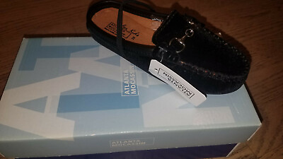 #ad atlanta mocassin moccasins size 28 boys black velvet chain slipper shoe NIB $65.00