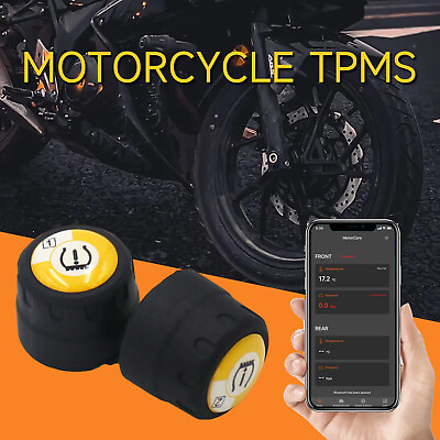 #ad 2PCS Smart Motorcycle TPMS Bluetooth Tire Pressure Measure Monitoring System $32.94