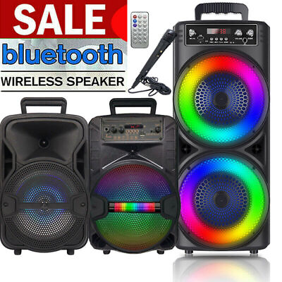 #ad 5000W Portable Bluetooth Speaker Sub Woofer Heavy Bass Sound System Party amp; Mic $36.88