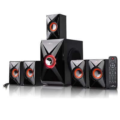 #ad Befree Sound 5.1 Channel Bluetooth Surround Sound Speaker System In Orange $124.99