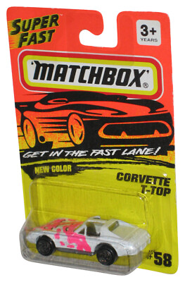 #ad Matchbox Get In The Super Fast Lane 1994 White amp; Pink Corvette T Top Car #58 $9.98