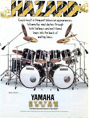 #ad 1997 Print Ad of Yamaha System Maple Custom Drum Kit HAZARD $9.99