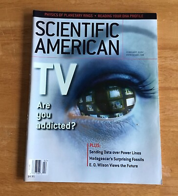 #ad Scientific American Magazine February 2002 TV Are You Addicted? No Label $12.99