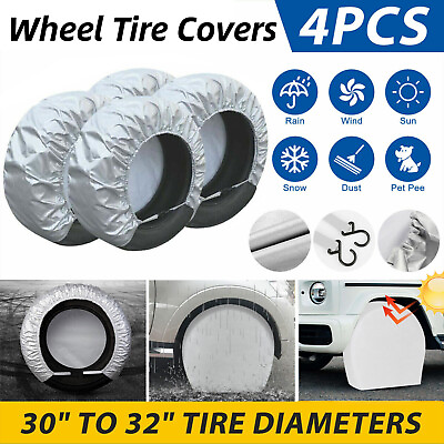 #ad 4PCS 30quot; 32quot; Waterproof Tire Covers Wheel amp; Tyre RV Trailer Camper Sun Protector $17.98