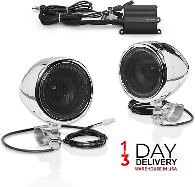 #ad Audio Chrome Bluetooth Speaker Amplifier Handlebar Motorcycle UTV Speakers NEW $138.79