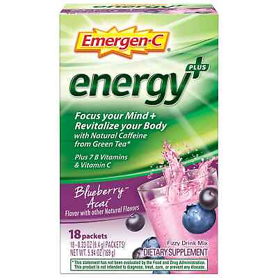 #ad Emergen C Energy Plus 250mg Energy Drink Mix 0.33oz 18 Pack EXP 05 24 $7.99