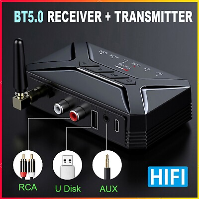#ad Bluetooth 5.0 Wireless Transmitter Receiver Adapter Long Range For TV Home Car $13.58