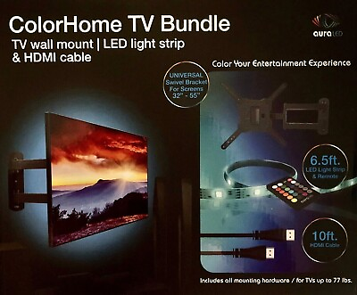 #ad Aura LED Color Home TV Bundle W Wall Mount Light Strip amp; HDMI Cable $25.99