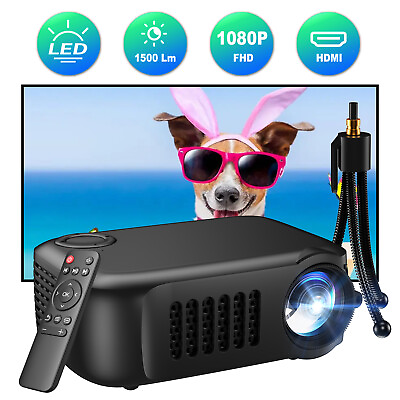 #ad 1080P Portable Projector FHD Home Theater 1500 Lumen Beamer HDMI USB Movie Video $34.99