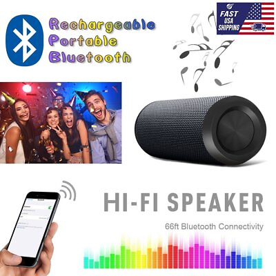 #ad Black Rechargeable Super Bass US Stock Portable Bluetooth USB Wireless Speaker $10.07