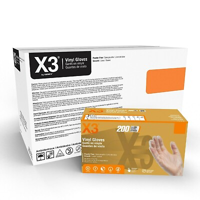 #ad GPX3 Vinyl Gloves Clear 3 Mil Latex Free food safe Size Small Case of 1000 $27.21