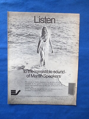 #ad Martin Speakers Magazine Ad Audio Mag Sept 1972 C $25.75
