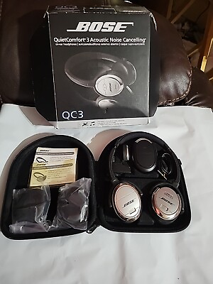 #ad BOSE QC 3 QuietComfort 3 Noise Cancelling On Ear Headphones New Ear Pads $39.99