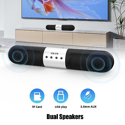 #ad 2 Speaker System Surround Sound Bar Wireless BT Subwoofer TV Home Theater $28.95