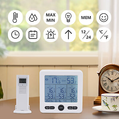 #ad Home Weather Station Indoor Outdoor Thermometer with 3 Wireless Remote Sensors $32.92