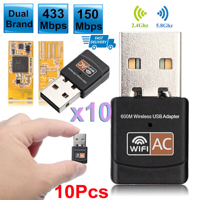 #ad 10X Dual Band 600Mbps 2.4G 5G Hz Wireless Lan Card USB PC WiFi Adapter 802.11AC $55.98