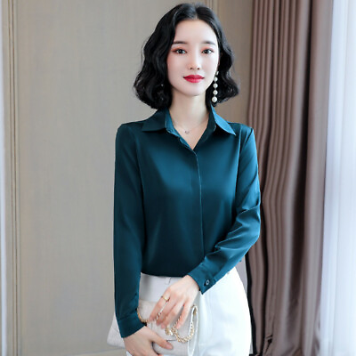 #ad #ad Womens mulberry silk Business Formal Shirt Blouse Tops Outwear Retro Fashion $26.96