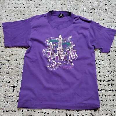 #ad Vintage Chicago Shirt 14 16 Purple Sears Tower Souvenir Youth Single Stitch 90s $13.99