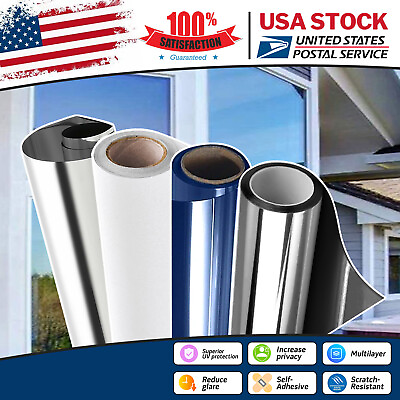 #ad One Way Mirror UV Window Tint Film Home and Office Blue Black Silver White $24.99