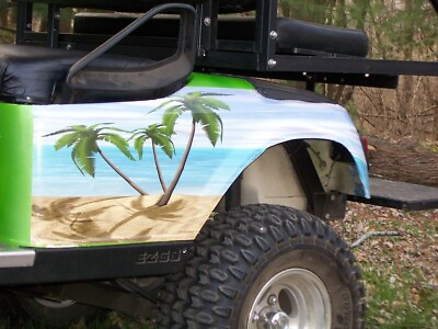 #ad Golf Cart Beach Scene LARGE Side Wrap Stripes Graphics EZGO club Car Yamaha $64.99