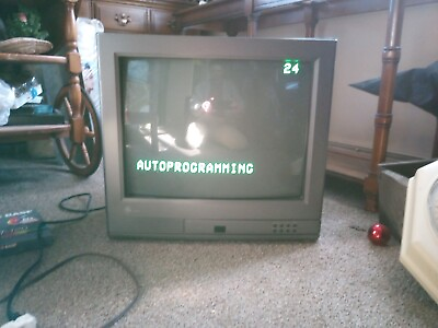 #ad Vintage GE Television tv Monitor 20quot; Gray Woodgrain 1999 Retro Gaming 20G6406A $128.95