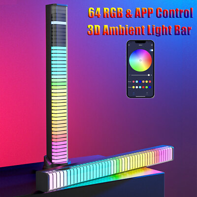 #ad 64 LED Voice Activated Lights Wireless USB Pickup Music Sound Control Colorful $17.49