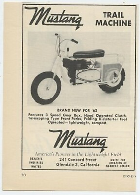 #ad Mustang Trail Machine Pioneer in Lightweight Field Vintage Ad Cycle Magazine $8.50