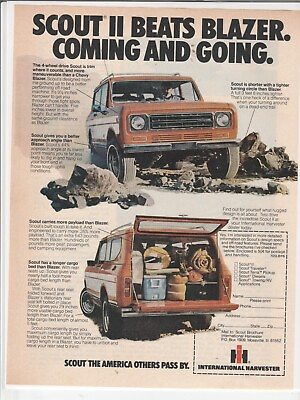 #ad Original 1977 International Scout Magazine Ad #x27;Beats Blazer Coming and Going#x27; $5.00