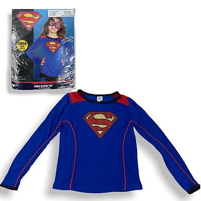 #ad DC Comics GIRLS MED LG up to size 14 Supergirl Long Sleeve Top Shirt Costume $9.89
