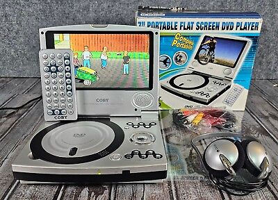 #ad Coby Portable DVD CD Player TF DVD7100 7quot; Screen w Remote amp; Box Tested Works $24.99
