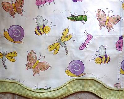 #ad Waverly Home 4 Kids BUSY BEE Bugs Layered Fabric Scallop Valance Lt Green $14.80