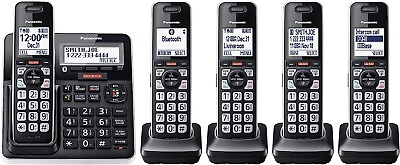 #ad Panasonic Cordless Phone System Answering Machine 5 Handset Bluetooth Call Block $119.98