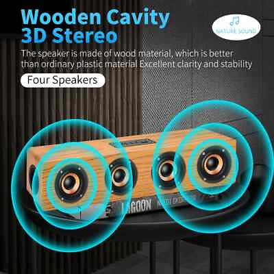 #ad Wireless Wooden Speaker Bluetooth 3D Computer Sound Bar Speaker Soundbar $39.99