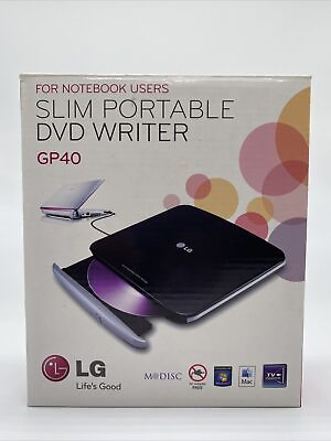#ad LG Slim Portable DVD Writer GP40 USB External For Notebook Users Open Box $20.00