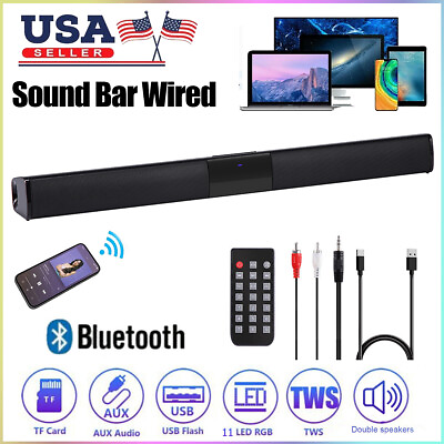 #ad Sound Bar System Wired Subwoofer Subwoofer Home Theater TV Speaker Remote AUX TF $29.98