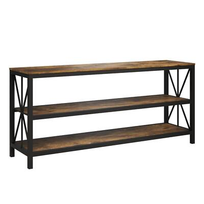 #ad Lavish Home TV Stand 15.75quot; 3 Tier Open Back Metal Frame TV#x27;s up to 70quot; Brown $105.82