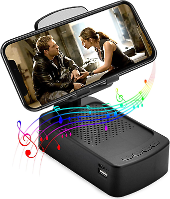 #ad Cell Phone Stand with Bluetooth Speaker HD Surround Sound Bluetooth Speaker Adju $22.99