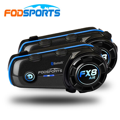 #ad 2X FODSPORTS FX8 AIR Motorcycle Intercom Bluetooth Headset Helmet HIFI Sound 1km AU $142.99