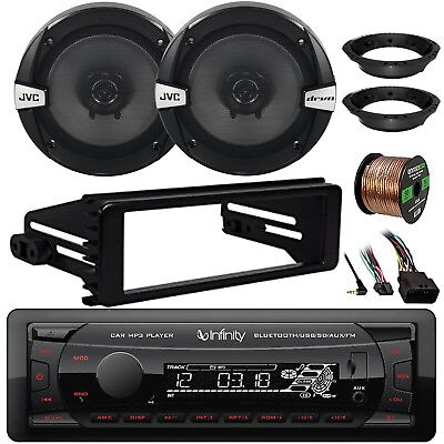 #ad Infinity Receiver 2x 6.5quot; 300W Speakers w Wire Adapters Harley Install Kit $151.49