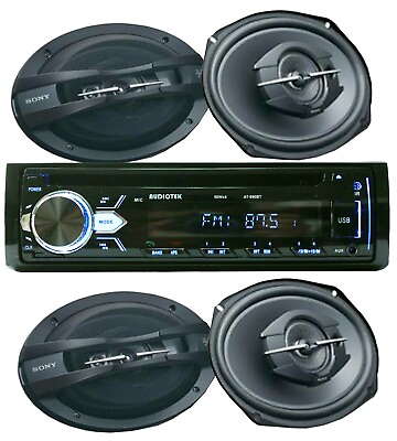 #ad 4x SONY 6.x9quot; Car Audio Speakers Audiotek 50W x4 In Dash Bluetooth CD Receiver $169.99