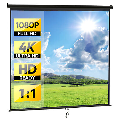 #ad Manual Pull Down Projection Screen Matte Black Home HD Movie Theater 120quot; 1:1 $65.58