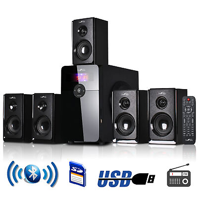 #ad beFree Sound 5.1 Channel Surround Sound Bluetooth Speaker System in Black $170.03