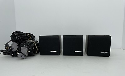 #ad Lot of 3 Bose Lifestyle Acoustimass Single Cube Speakers Black With Wires $74.99