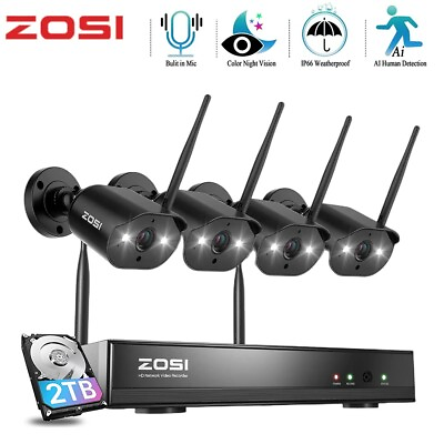 #ad ZOSI 3MP 8 Channel NVR 2K WiFi IP Camera Wireless Security Camera Outdoor System $231.99