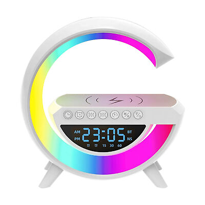 #ad Bluetooth G Speaker with Wireless Charging Smart Night Light Alarm Clock RGB $21.99