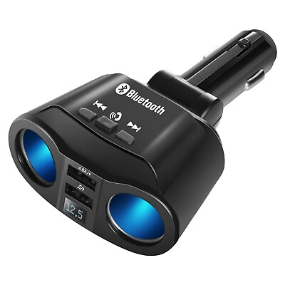 #ad USB Car Charger Bluetooth Splitter Cigarette Lighter Fast Charge Switch Adapter $7.98