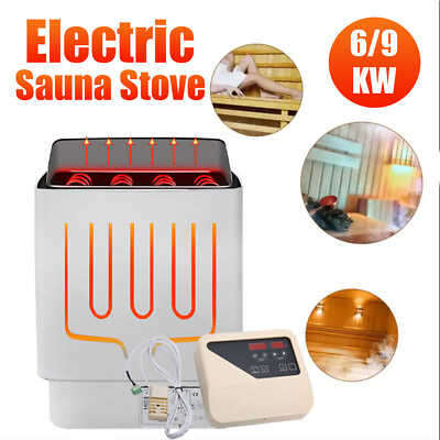 #ad 6 9KW Sauna Heater Shower Sauna Stove 220 240V Bathroom Heating External Control $349.67
