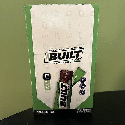 #ad 12 Mint Chocolate Brownie Built Bars 17g Protein 4g Sugar June 2024 $21.98