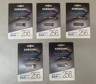 #ad Box of 5 Samsung BAR Plus 256GB 400MB s USB 3.1 Flash Drive MUF 256BE $119.99